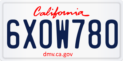 CA license plate 6XOW780