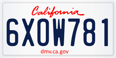 CA license plate 6XOW781