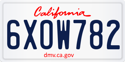 CA license plate 6XOW782