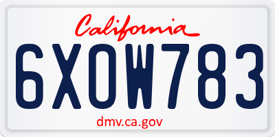CA license plate 6XOW783