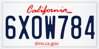 CA license plate 6XOW784