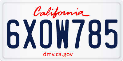 CA license plate 6XOW785