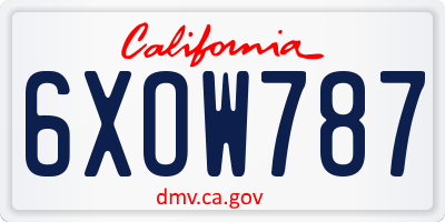 CA license plate 6XOW787