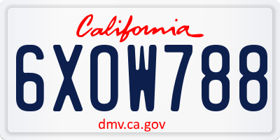 CA license plate 6XOW788