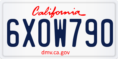 CA license plate 6XOW790