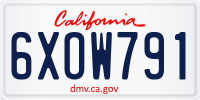 CA license plate 6XOW791