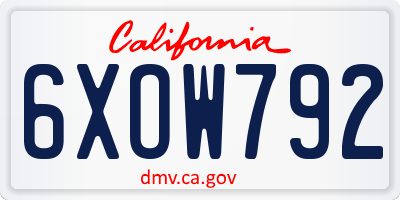 CA license plate 6XOW792
