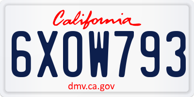CA license plate 6XOW793