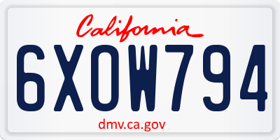 CA license plate 6XOW794