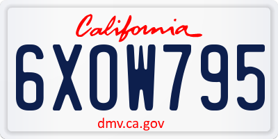 CA license plate 6XOW795