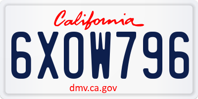 CA license plate 6XOW796