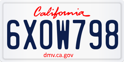 CA license plate 6XOW798