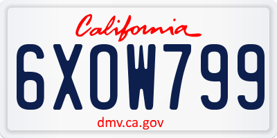 CA license plate 6XOW799