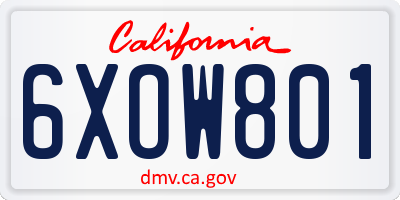 CA license plate 6XOW801