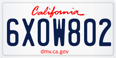 CA license plate 6XOW802