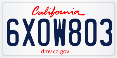 CA license plate 6XOW803