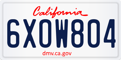 CA license plate 6XOW804