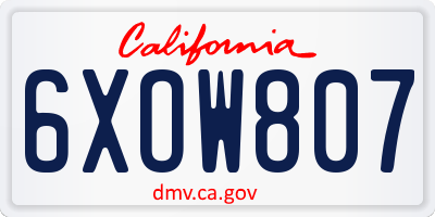 CA license plate 6XOW807