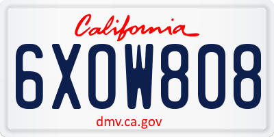 CA license plate 6XOW808