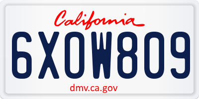 CA license plate 6XOW809