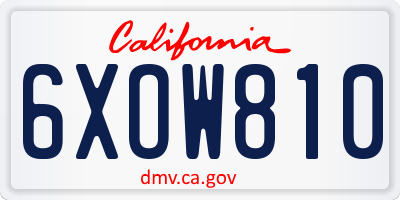 CA license plate 6XOW810