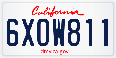 CA license plate 6XOW811