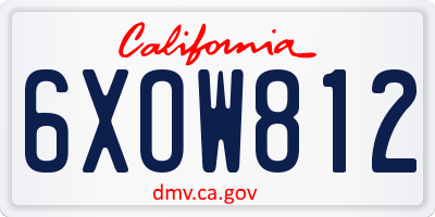 CA license plate 6XOW812