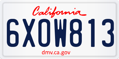CA license plate 6XOW813