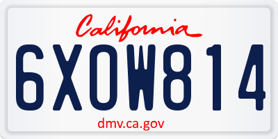 CA license plate 6XOW814