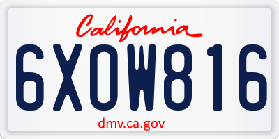 CA license plate 6XOW816