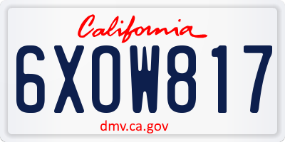 CA license plate 6XOW817