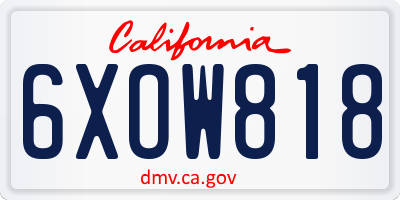 CA license plate 6XOW818