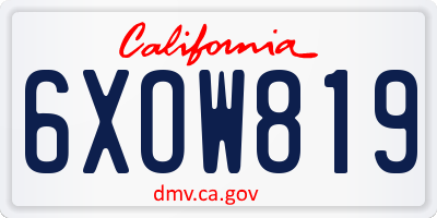 CA license plate 6XOW819