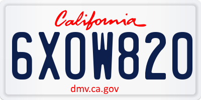 CA license plate 6XOW820
