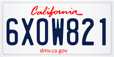 CA license plate 6XOW821