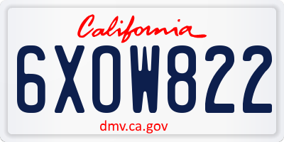 CA license plate 6XOW822