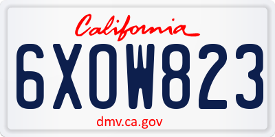 CA license plate 6XOW823