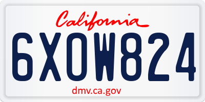CA license plate 6XOW824