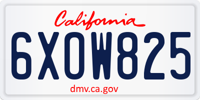 CA license plate 6XOW825