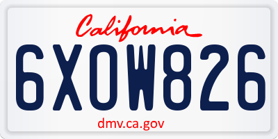 CA license plate 6XOW826
