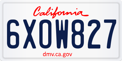 CA license plate 6XOW827