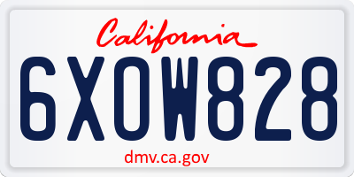 CA license plate 6XOW828