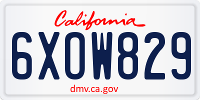 CA license plate 6XOW829