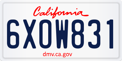 CA license plate 6XOW831