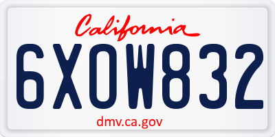 CA license plate 6XOW832