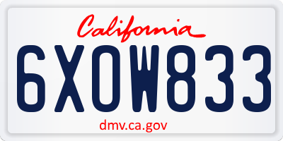 CA license plate 6XOW833
