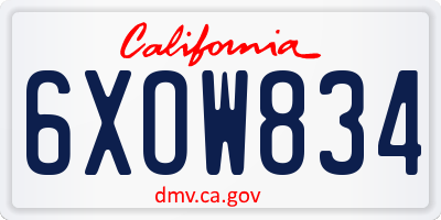 CA license plate 6XOW834