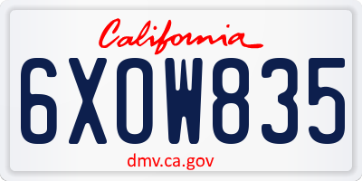 CA license plate 6XOW835