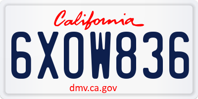 CA license plate 6XOW836