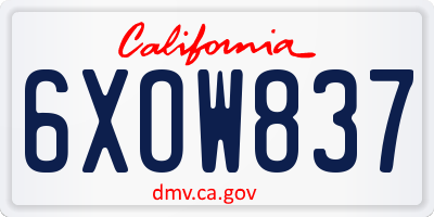 CA license plate 6XOW837